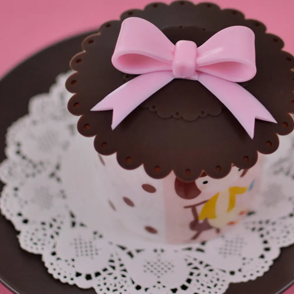 bow-knot cup lids mug cover drink cup lids silicone mug cover hot cup lids