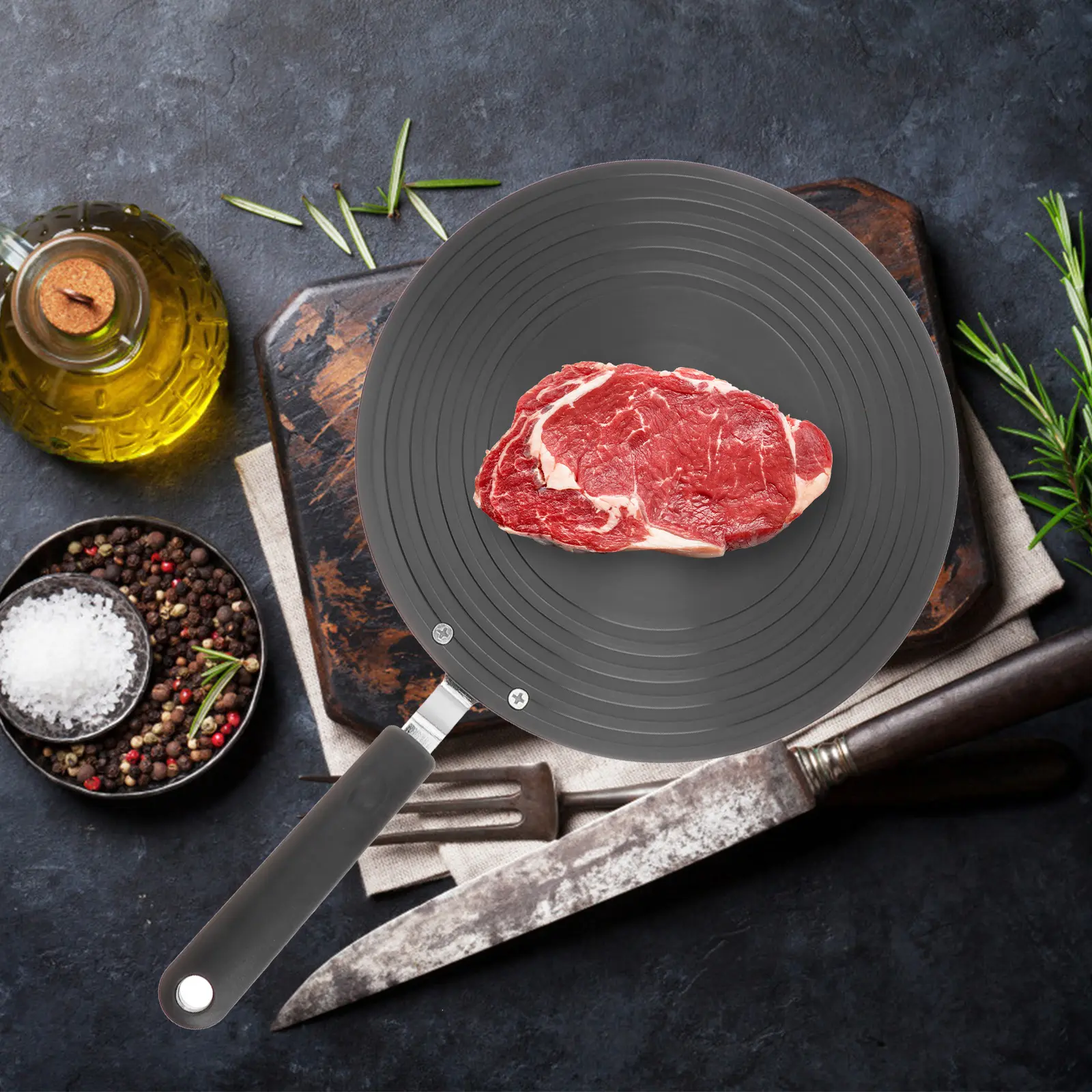 Defrosting Tray Heat Conduction Plate Gas Stove Diffuser Kitchen Accessory Black Parts Multi-functional Thawing