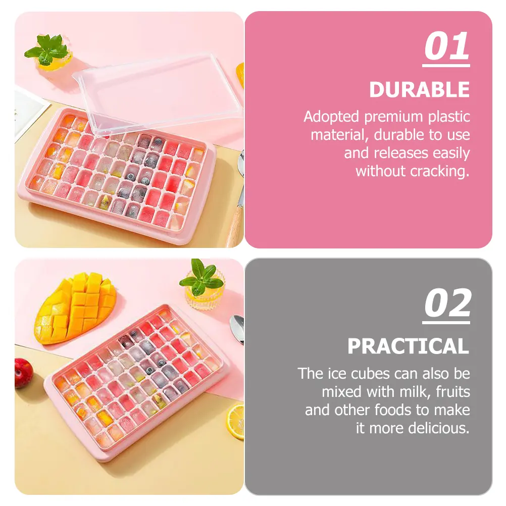 55 grid Ice Tray Mold Plastic Cube Kitchen Refrigerator Slow Melting Easy Cleaning Elegant Safe Ice Maker