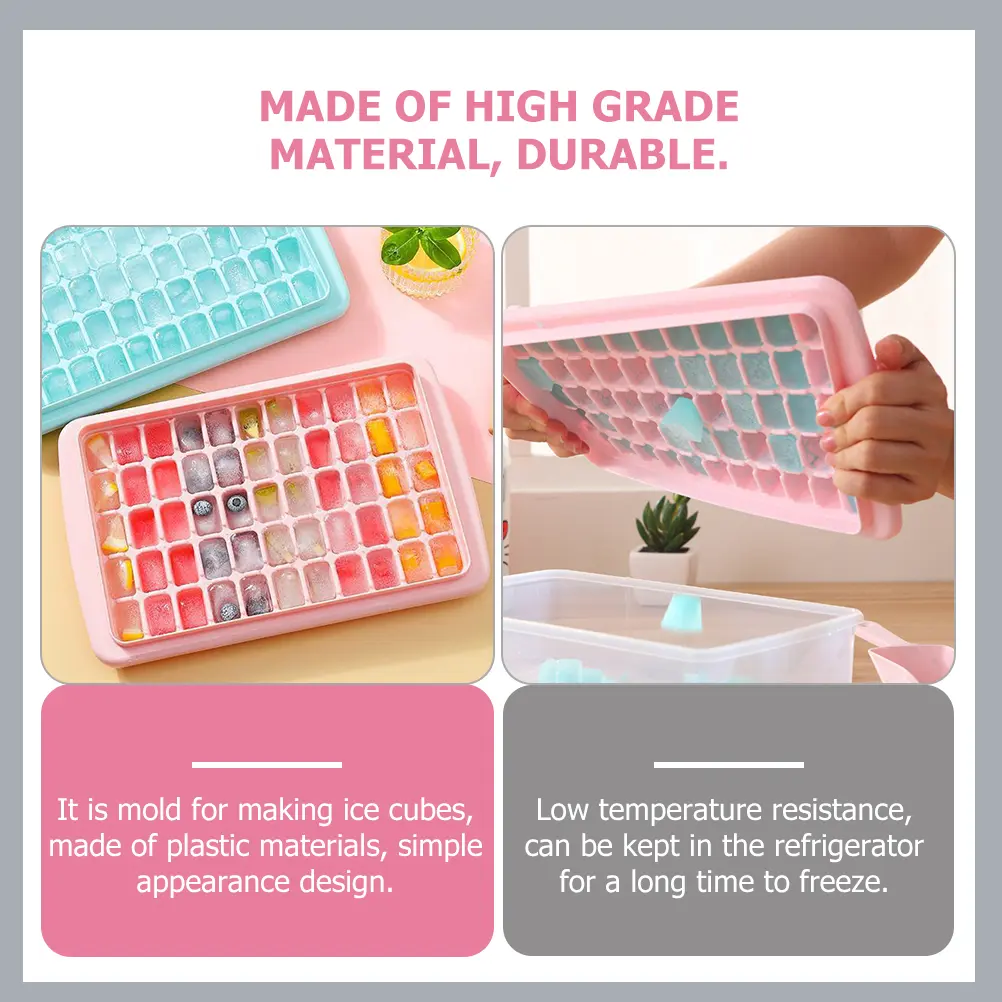 55 grid Ice Tray Mold Plastic Cube Kitchen Refrigerator Slow Melting Easy Cleaning Elegant Safe Ice Maker
