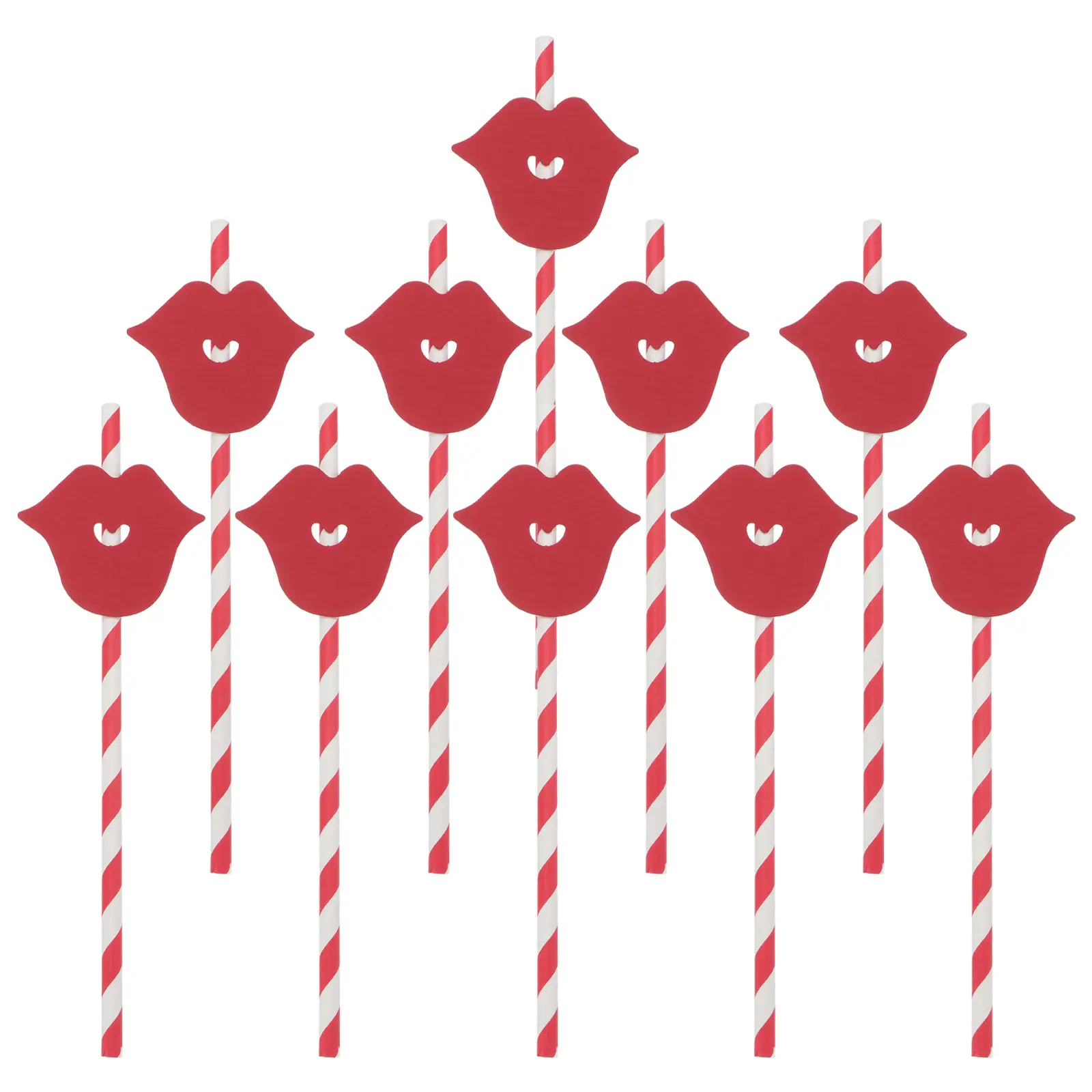 20 Pcs Red Lip Straws Paper Valentine Party Decorations Drinking Supplies Festive Straw Accessories