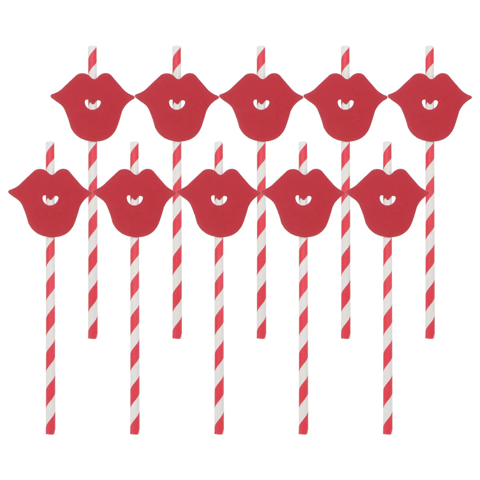 20 Pcs Red Lip Straws Paper Valentine Party Decorations Drinking Supplies Festive Straw Accessories