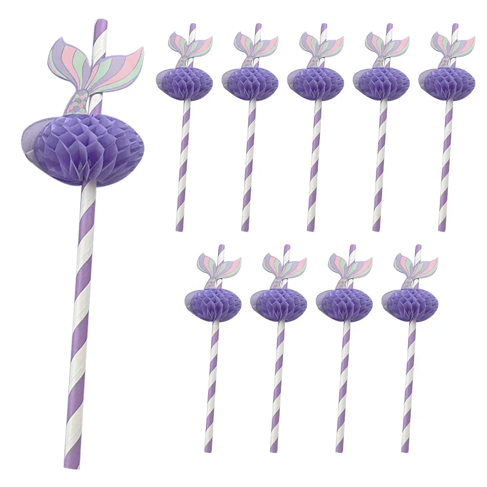 50 Pcs Party Supplies Paper Straws Drinking for Violet Festival Decorative Banquet