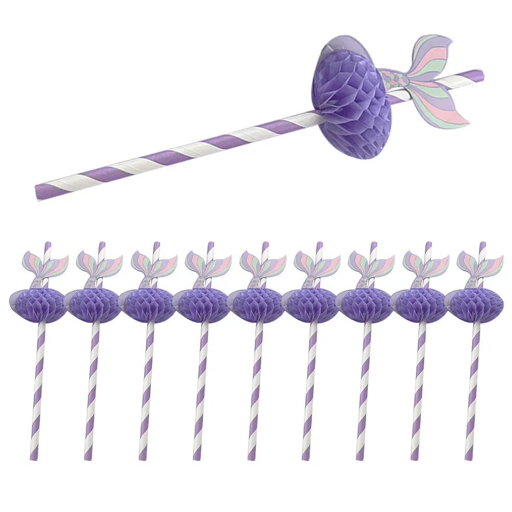50 Pcs Party Supplies Paper Straws Drinking for Violet Festival Decorative Banquet