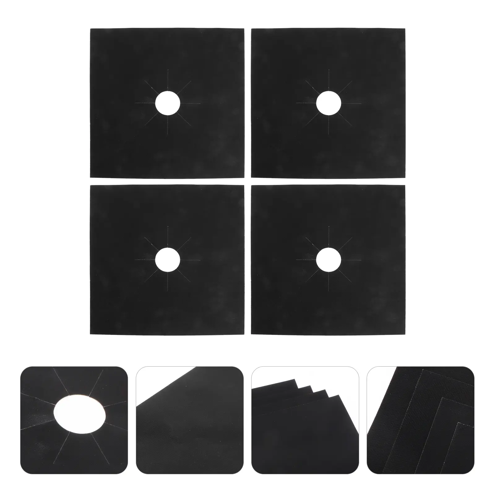 4 Pcs Gas Hob Liner High Temperature Resistant Reusable Non Stick Oven Protector Sheets Cooker Mat Suitable for All Gas Hobs