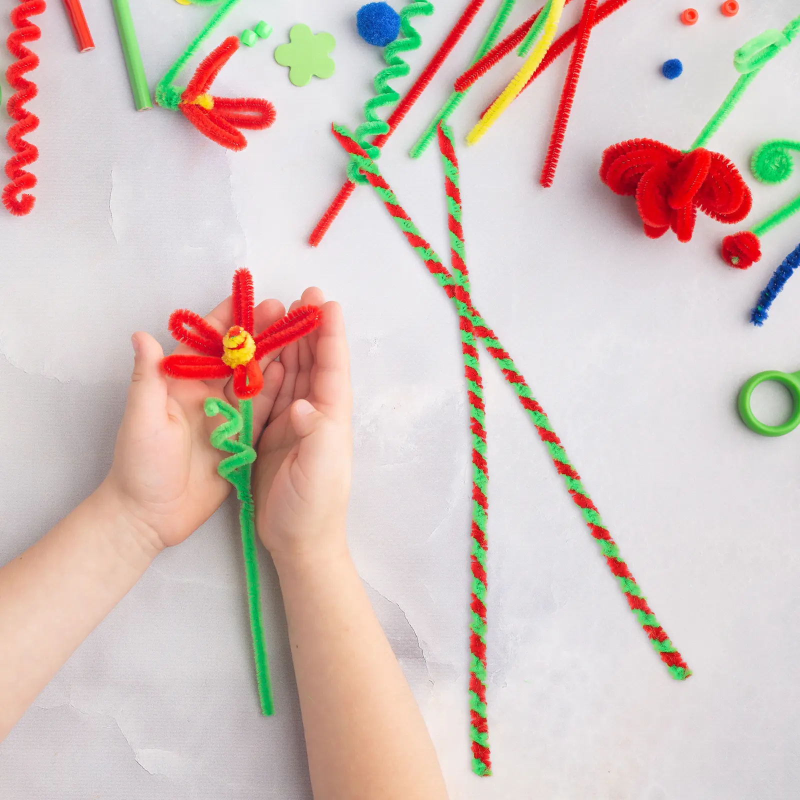 50 Pcs Two color Torsion Bars Kids Pipe Cleaners Craft Chenille Stems Twisting Sticks DIY Educational Toys Art Projects