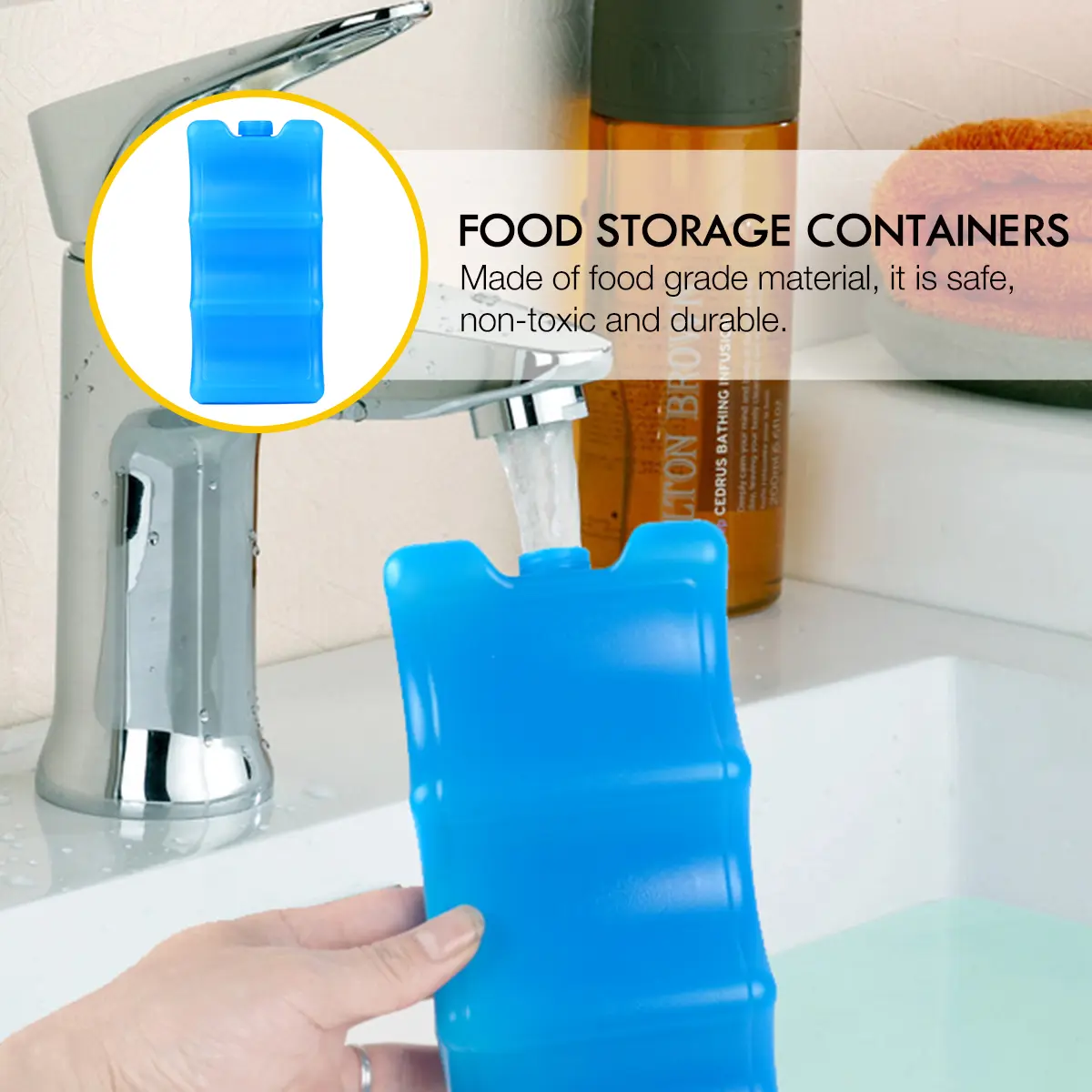 2pcs Food Grade Reusable Pack Freezer Storage Container Kitchen Preservation Tools Ice Container Meal Prep