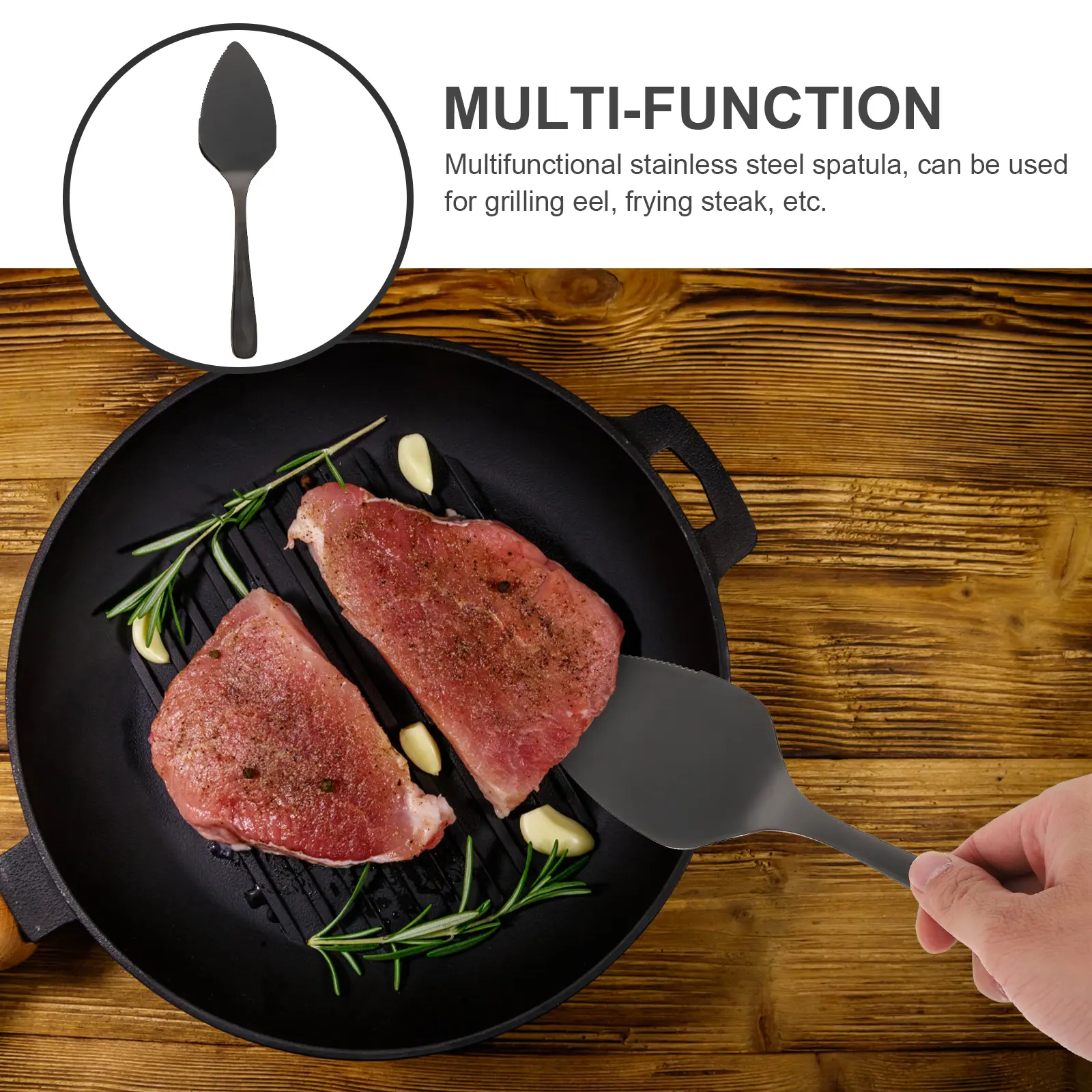 Stainless Steel Cooking Spatula RustProof Kitchen Tools Grill Eel Steak Utensils Practical Versatile Multifunctional