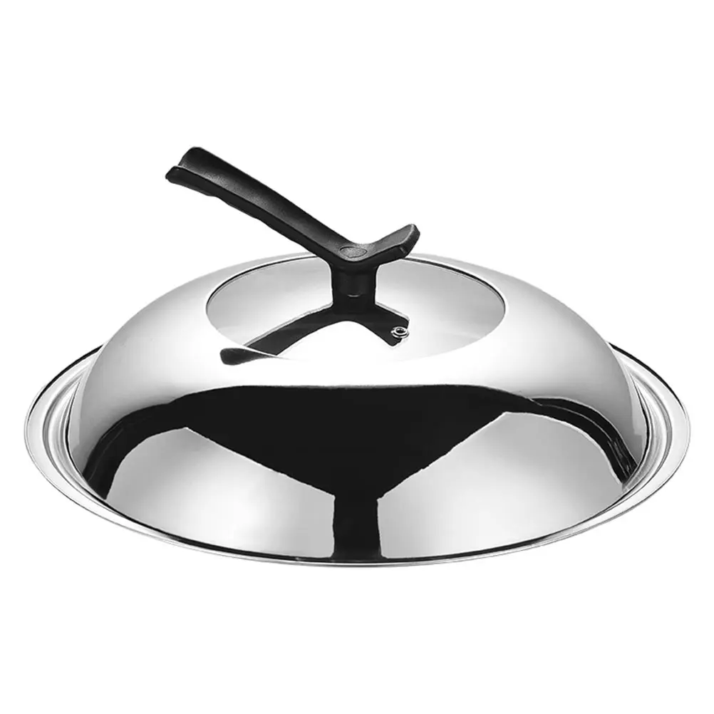 1pc Stainless Steel Lid 34cm Vertical Handle Heat Resistant Glass Cover for Steamer Lid Home Hotel Kitchen Cooking Supply