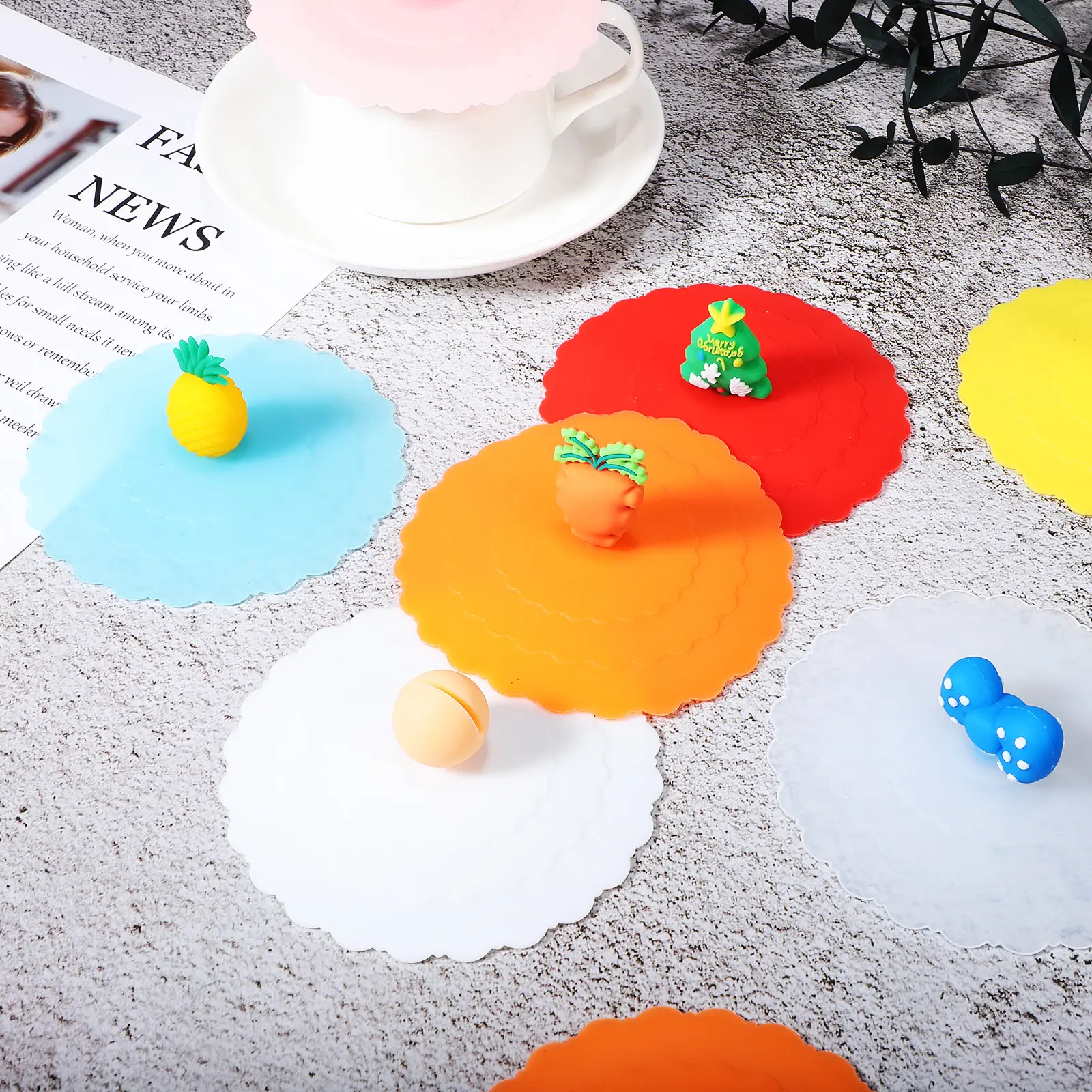 8pcs Silicone Cup Covers Dustproof Mug Lids Food Grade Anti Leak Reusable Household Practical Coffee Cup Lids for Travel