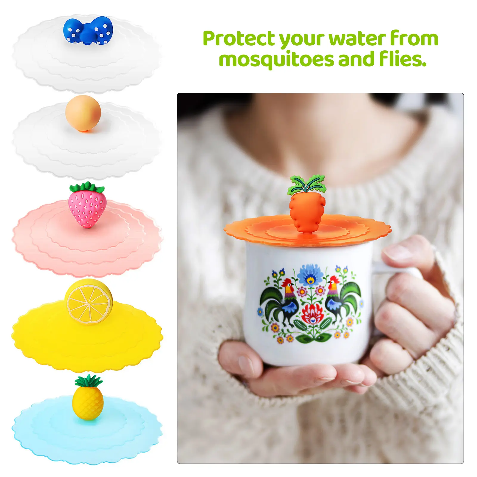 8pcs Silicone Cup Covers Dustproof Mug Lids Food Grade Anti Leak Reusable Household Practical Coffee Cup Lids for Travel