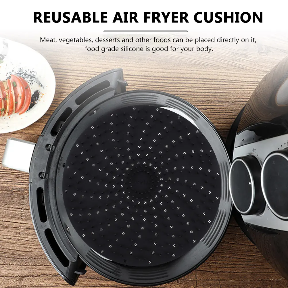 2 Pcs Silicone Lining Reusable Air Fryer Mat Hollow Design Baking Liners Steamer Silica Gel