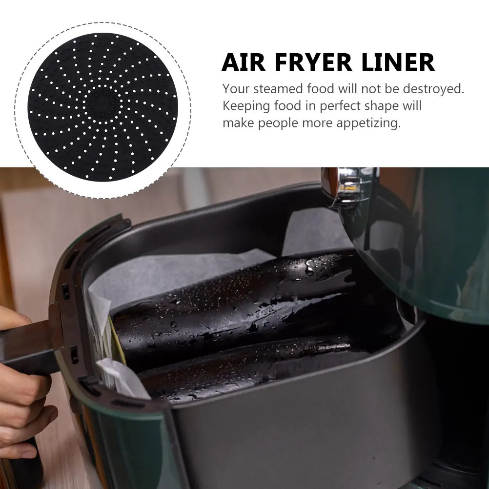 2 Pcs Silicone Lining Reusable Air Fryer Mat Hollow Design Baking Liners Steamer Silica Gel