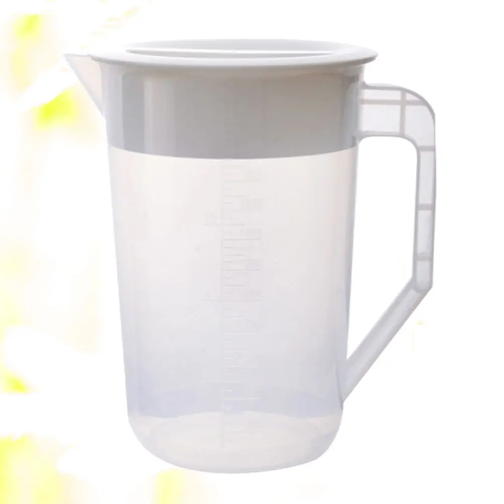Lightweight Plastic Pitcher With Thickened Lid Beverage Kettle For Hot Water Juice Storage 2L White 1Pc