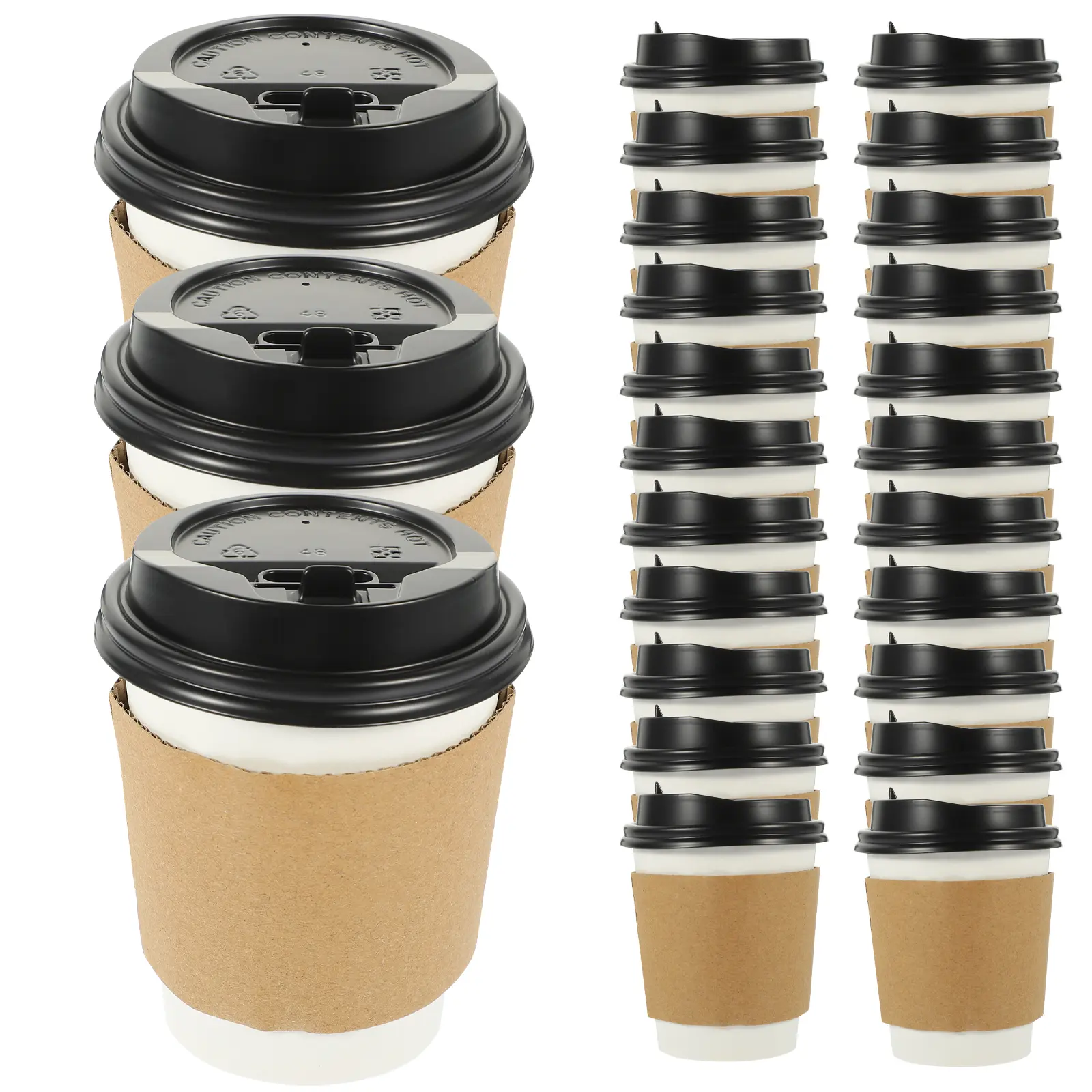 50 Sets Coffee Paper Portable Black Decorative Juice Tea Thick Hot Beverage Cups Beverage Drinking Cups Hot Drink