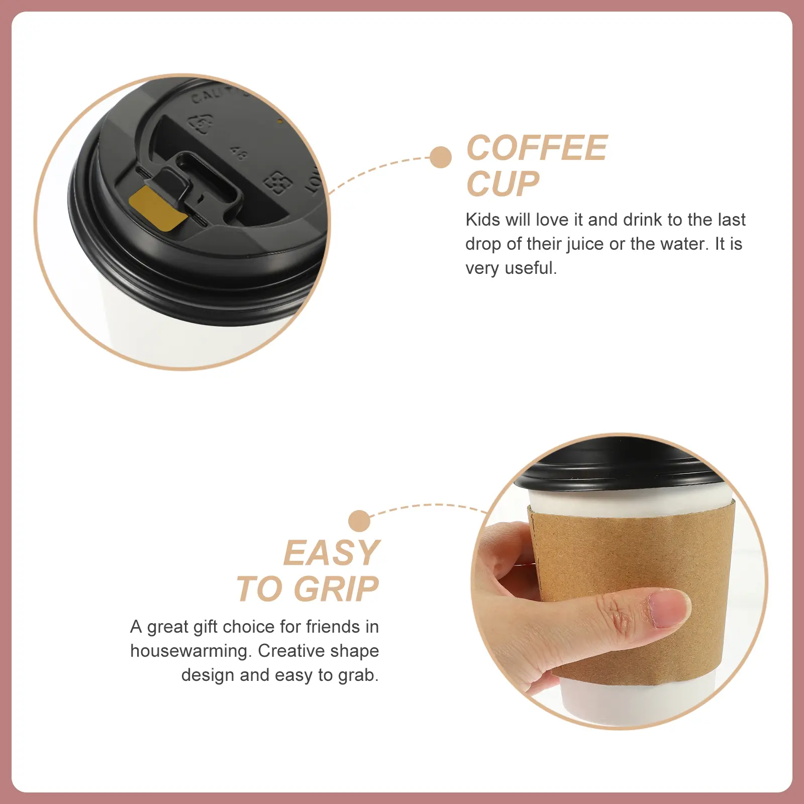 50 Sets Coffee Paper Portable Black Decorative Juice Tea Thick Hot Beverage Cups Beverage Drinking Cups Hot Drink