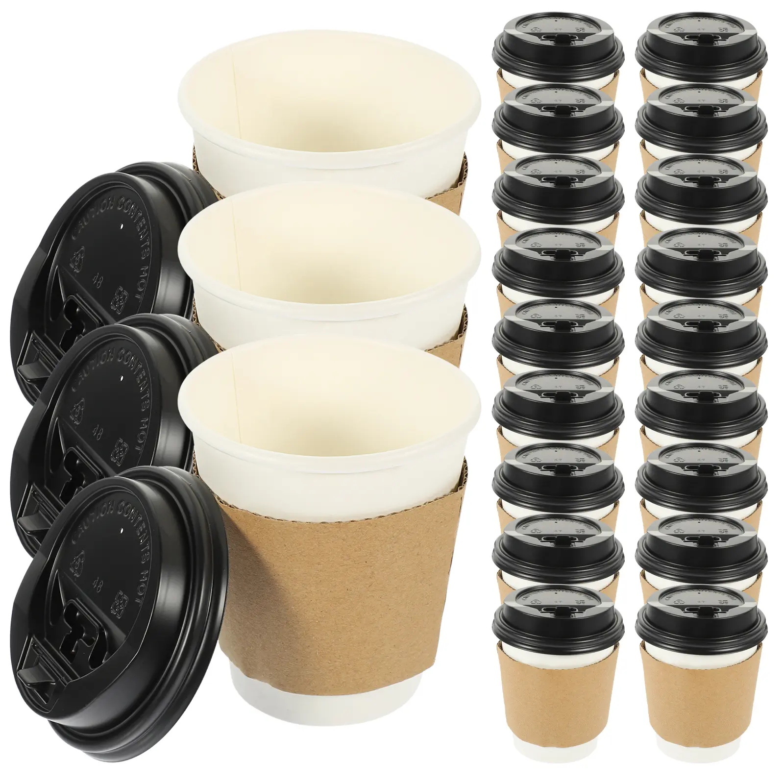 50 Sets Coffee Paper Portable Black Decorative Juice Tea Thick Hot Beverage Cups Beverage Drinking Cups Hot Drink