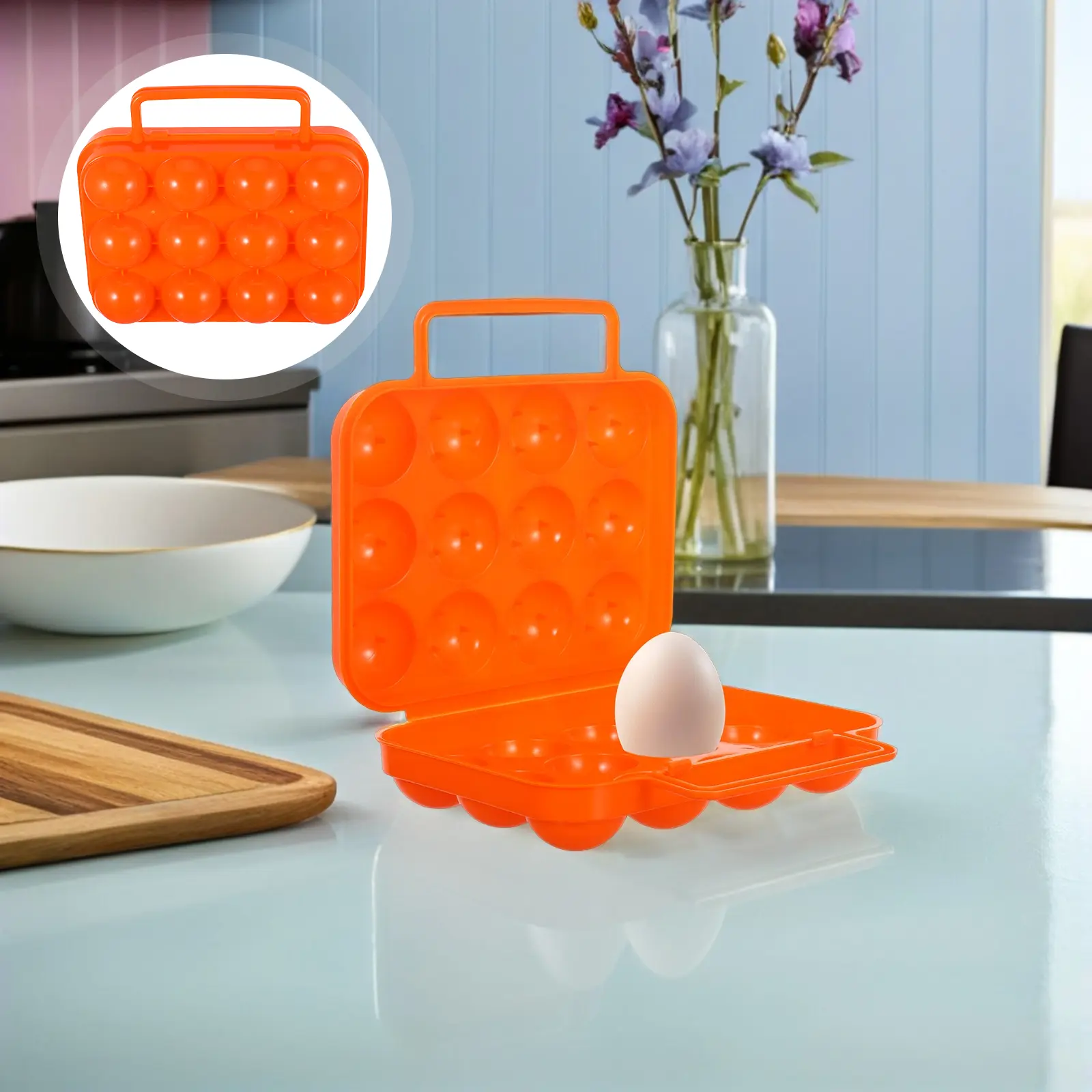 Portable 12 Plastic Storage Container Durable ABS Foldable Egg Carrier Plastic Egg Carrier for Camping Picnic Protective Box