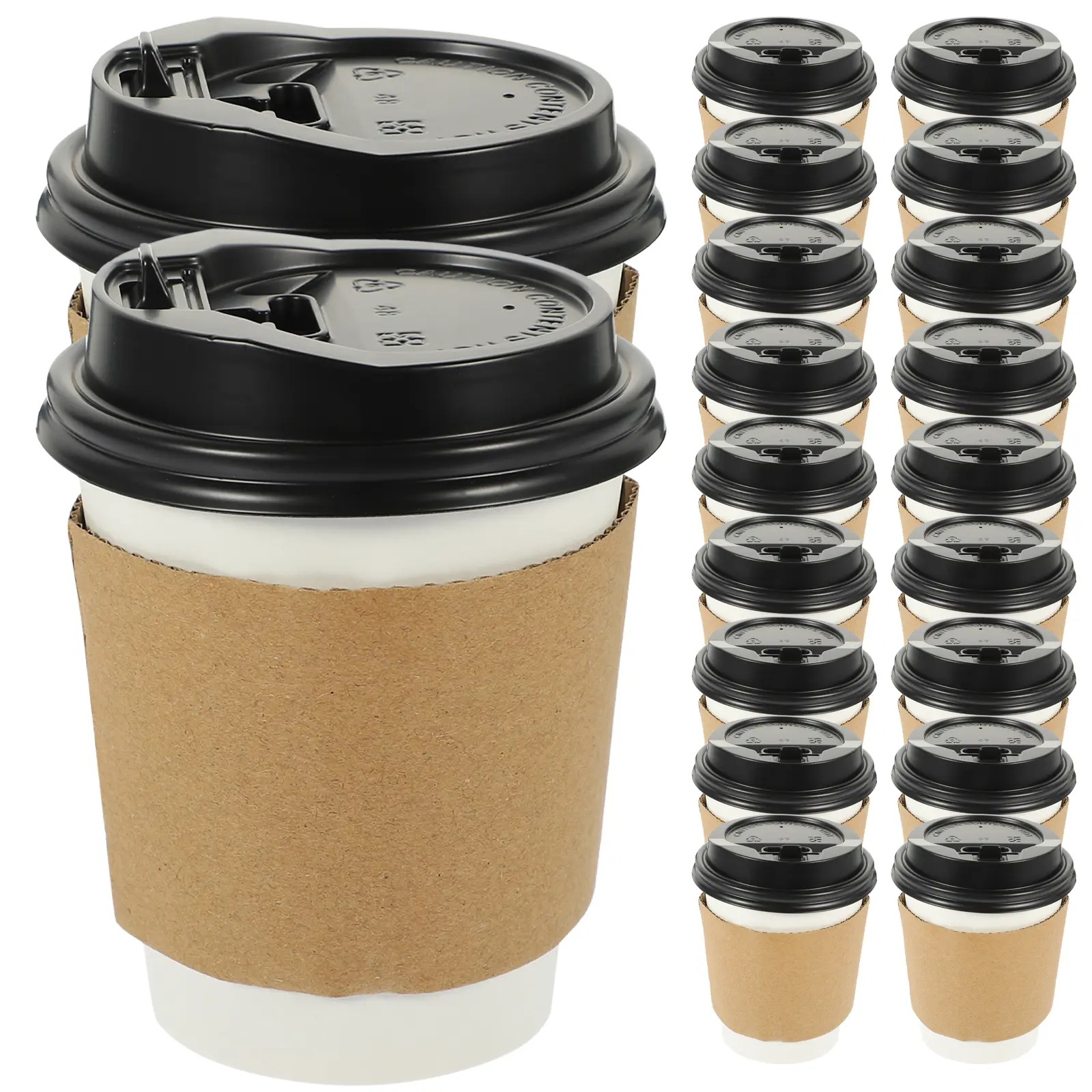 50 Sets Coffee Paper Portable Black Decorative Juice Tea Thick Hot Beverage Cups Beverage Drinking Cups Hot Drink