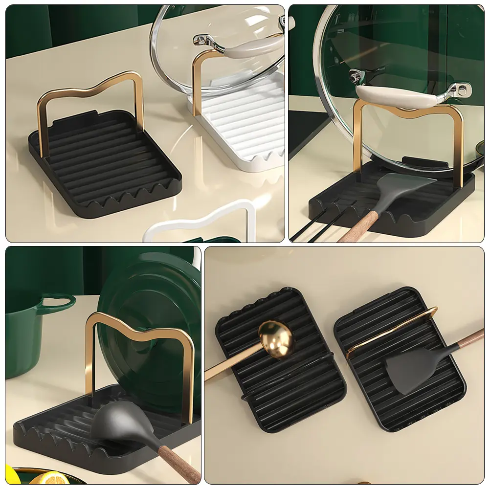 Lid Spoon Pot Holder Stove St Kitchen Counter Gadgets Cover Modern Aluminum Storage Rack Pan Cover Rest for Kitchen