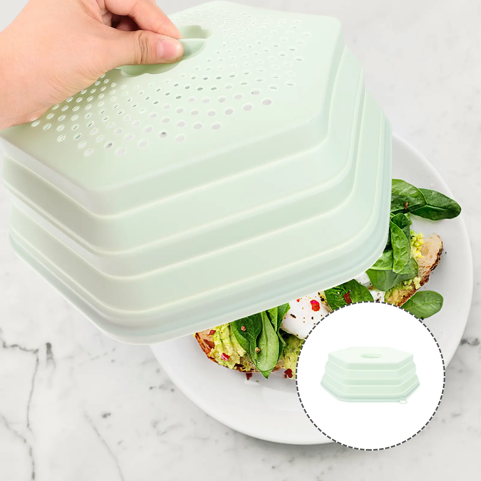 Microwave Splatter Cover Food Cover for Oven Silicone Bowl Reusable Green Microwave Plate Covers Heating Food Kitchen Bar