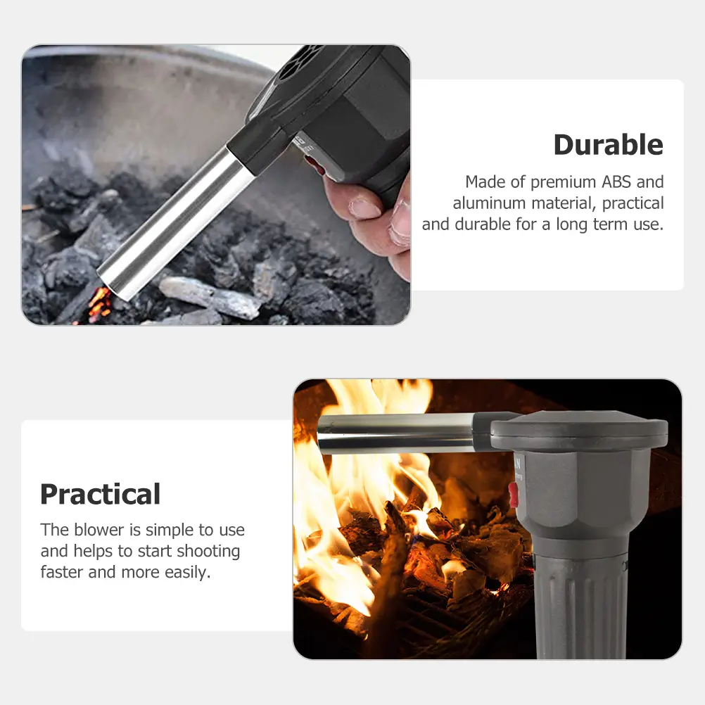 Portable BBQ Blower Fan Lightweight Electric Grill Air Blower Tool Camping Supply Picnic Party Practical Aluminum ABS