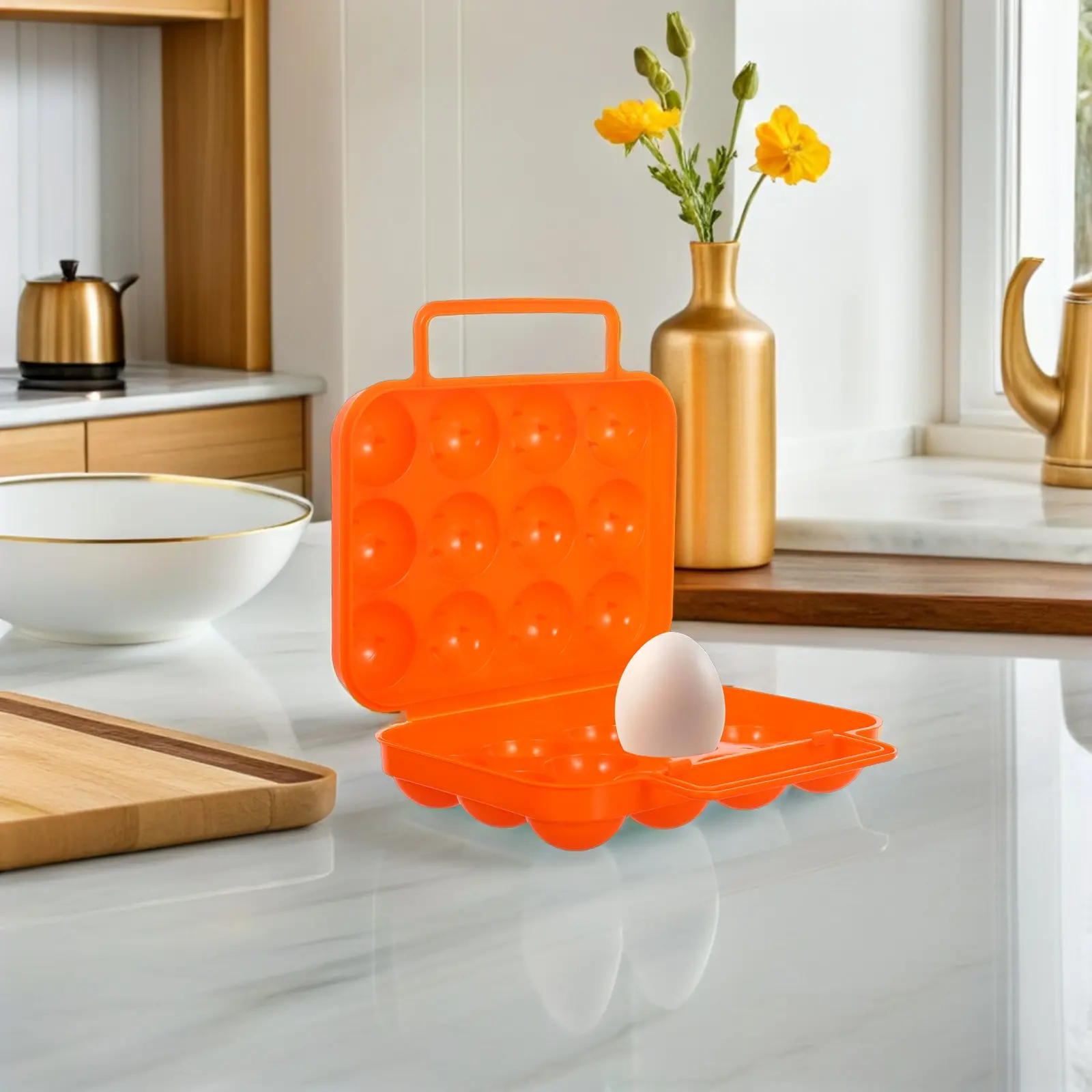 Portable 12 Plastic Storage Container Durable ABS Foldable Egg Carrier Plastic Egg Carrier for Camping Picnic Protective Box