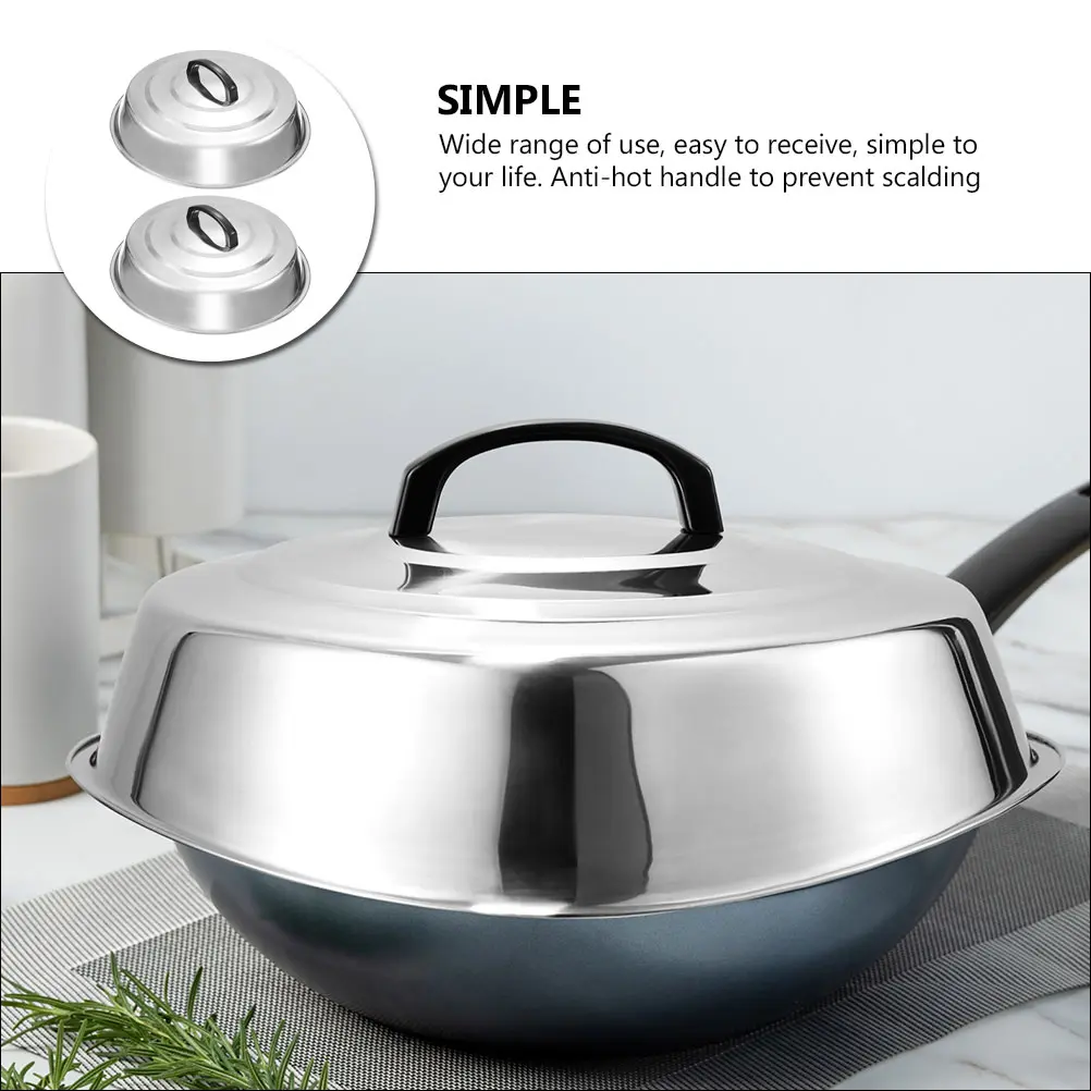Thickened Pot Lid 32CM Stainless Steel Reusable Metal Lids for Wok Frying Cover Pan Lids Practical Anti Hot Handle