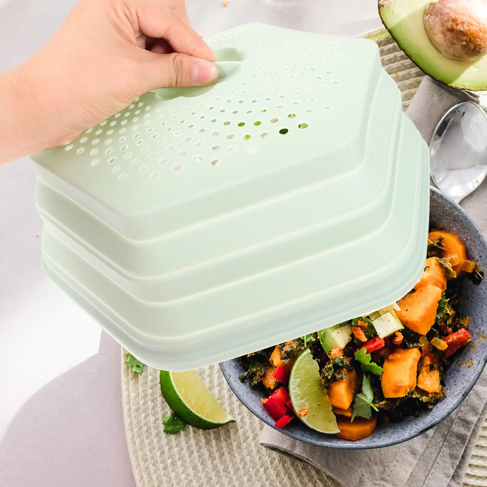 Microwave Splatter Cover Food Cover for Oven Silicone Bowl Reusable Green Microwave Plate Covers Heating Food Kitchen Bar