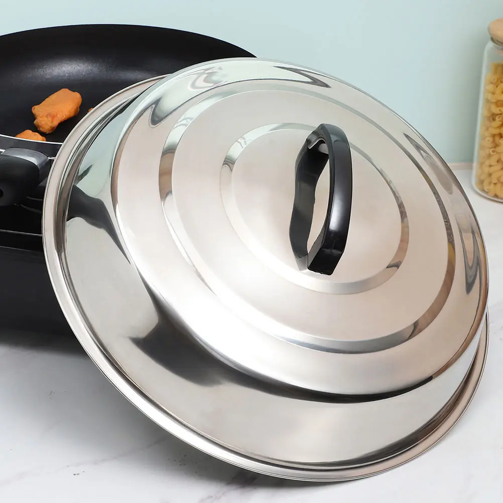 Thickened Pot Lid 32CM Stainless Steel Reusable Metal Lids for Wok Frying Cover Pan Lids Practical Anti Hot Handle