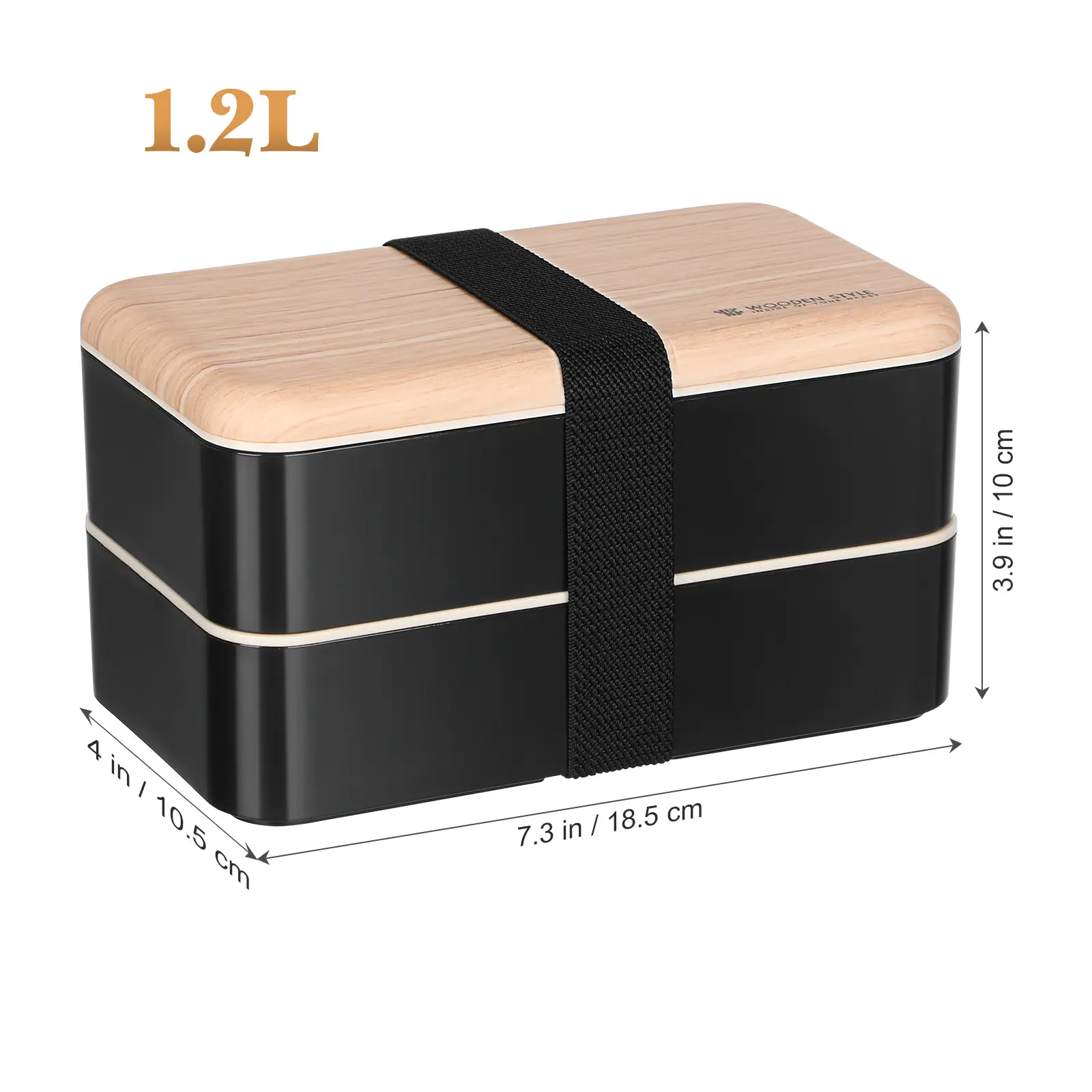Double Layer Box Leak Proof Plastic Lunch Bento Black Wooden Food Container Plastic School Office Picnic Storage