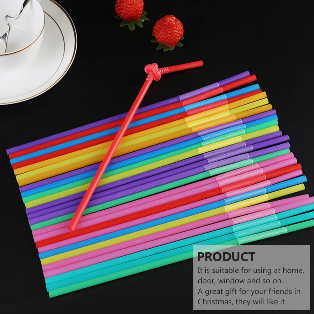 450pcs Colorful Safety Straws Plastic Disposable Bending Drinking Party Vacation Supplies Home Decoration Holiday Gift