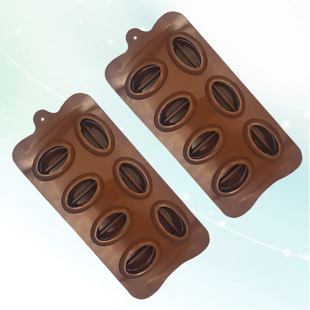 2pcs Cake Molds Silicone Chocolate Coffee Bean Shape Baking Pan Candy Fondant Tools DIY Craft Project Oven Safe Flexible