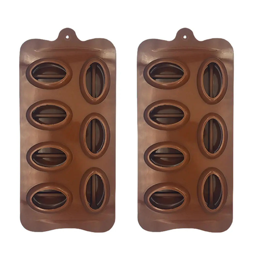 2pcs Cake Molds Silicone Chocolate Coffee Bean Shape Baking Pan Candy Fondant Tools DIY Craft Project Oven Safe Flexible