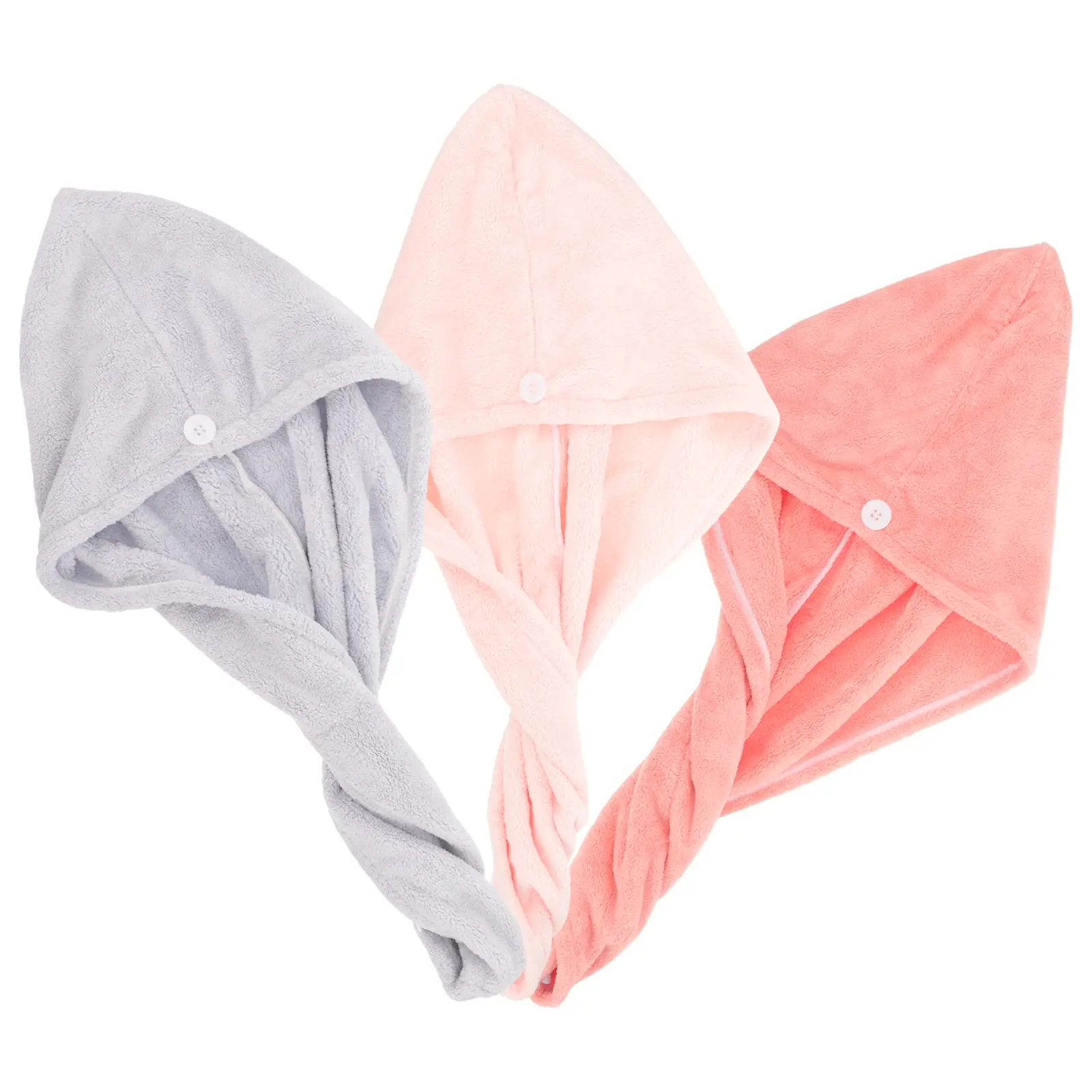3pcs Dry Hair Cap Quick Drying Coral Fleece Bath Accessory Soft Thickened Absorption Comfortable Travel Hair Care Towel Set