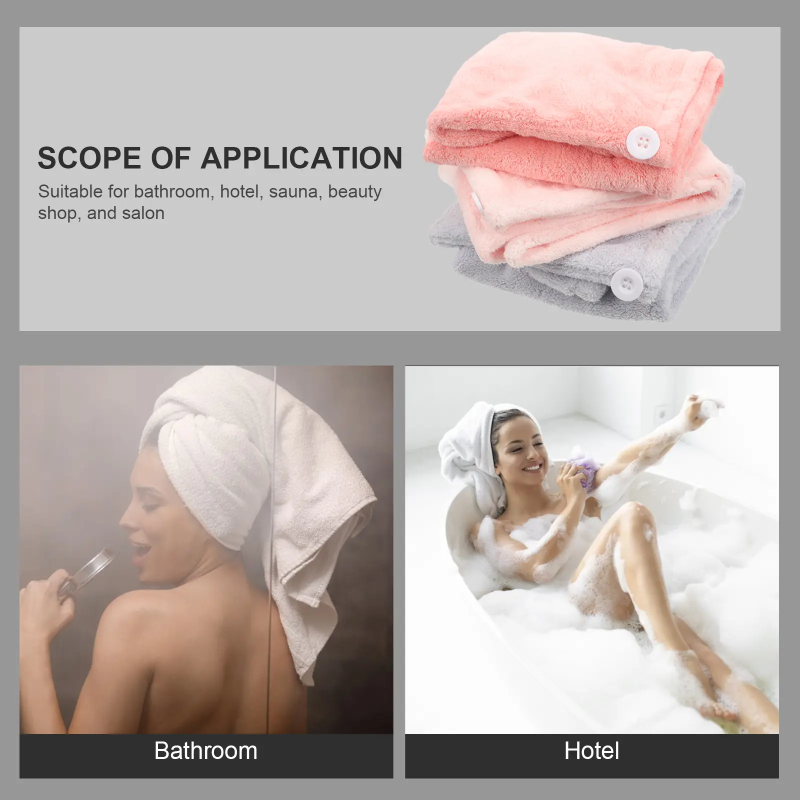 3pcs Dry Hair Cap Quick Drying Coral Fleece Bath Accessory Soft Thickened Absorption Comfortable Travel Hair Care Towel Set