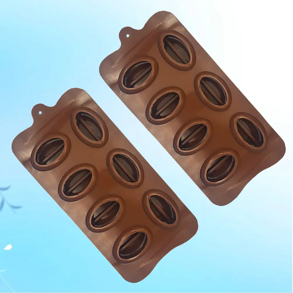 2pcs Cake Molds Silicone Chocolate Coffee Bean Shape Baking Pan Candy Fondant Tools DIY Craft Project Oven Safe Flexible