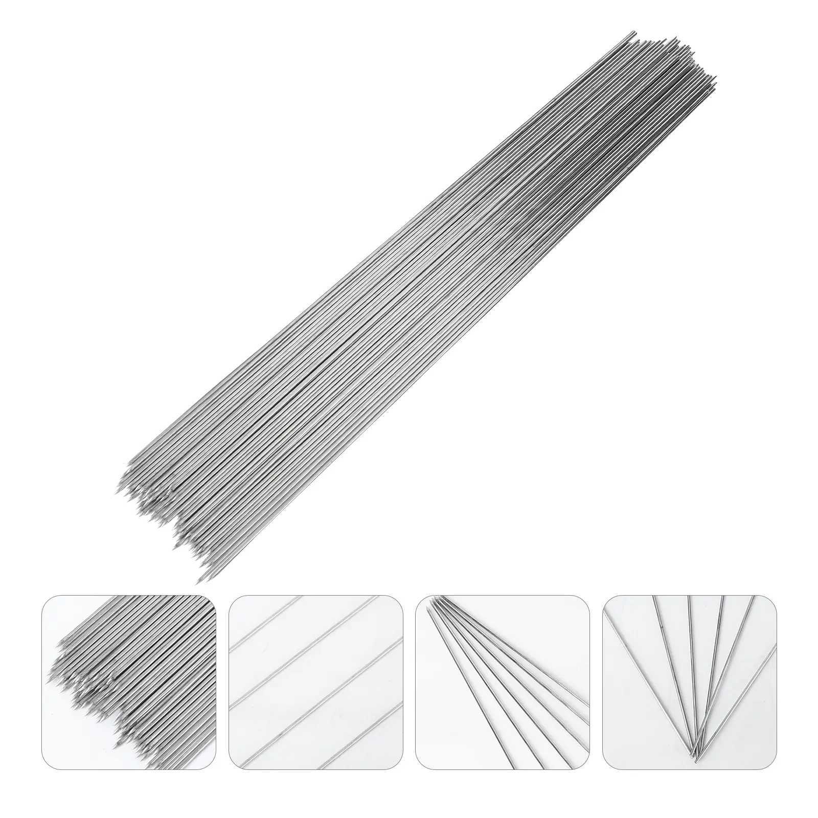 100pcs Stainless Sticks 33cm Barbecue Sticks 2mm Silver Simple Practical Bbq Skewer Camping Hiking Barbecue Tools