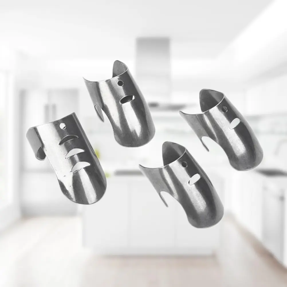 4 Pcs Finger Protector Guards for Cutting Food Slicing Stainless Steel Adjustable Kitchen Safety Tool Hand Chopping Protectors