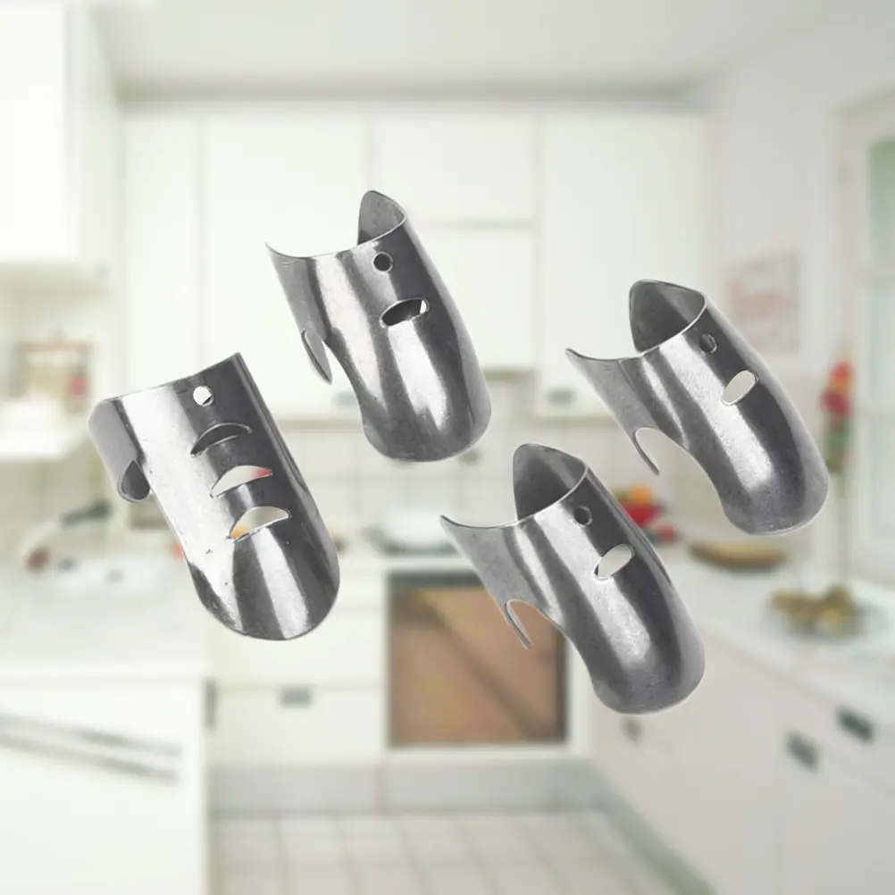 4 Pcs Finger Protector Guards for Cutting Food Slicing Stainless Steel Adjustable Kitchen Safety Tool Hand Chopping Protectors