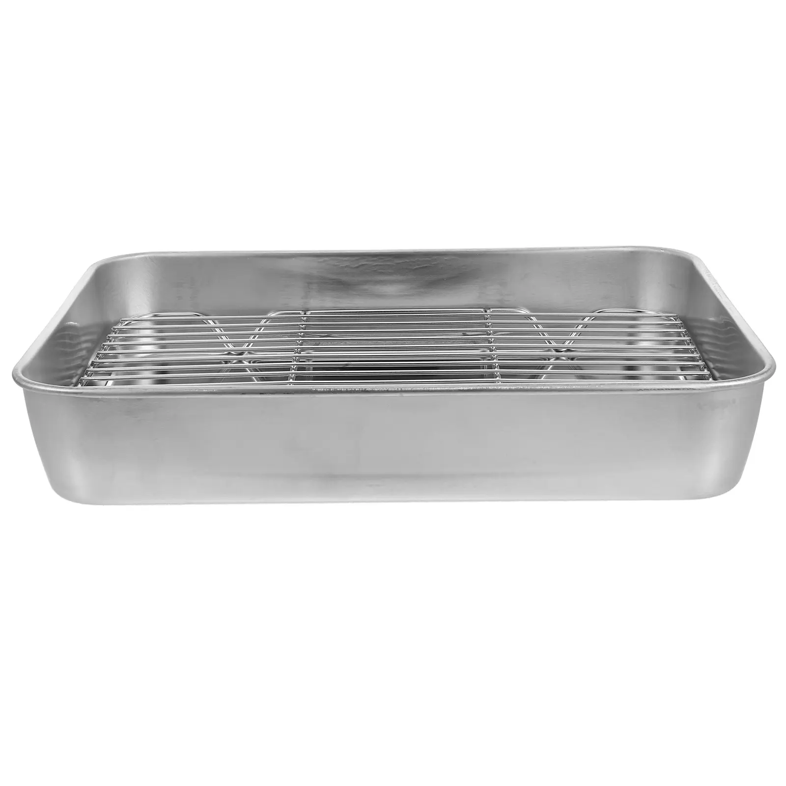 Rectangular Roasting Pan Set Stainless Steel Baking Pan Rack Small Oven Tray Roasting Pans for Ovens BBQ Cooling