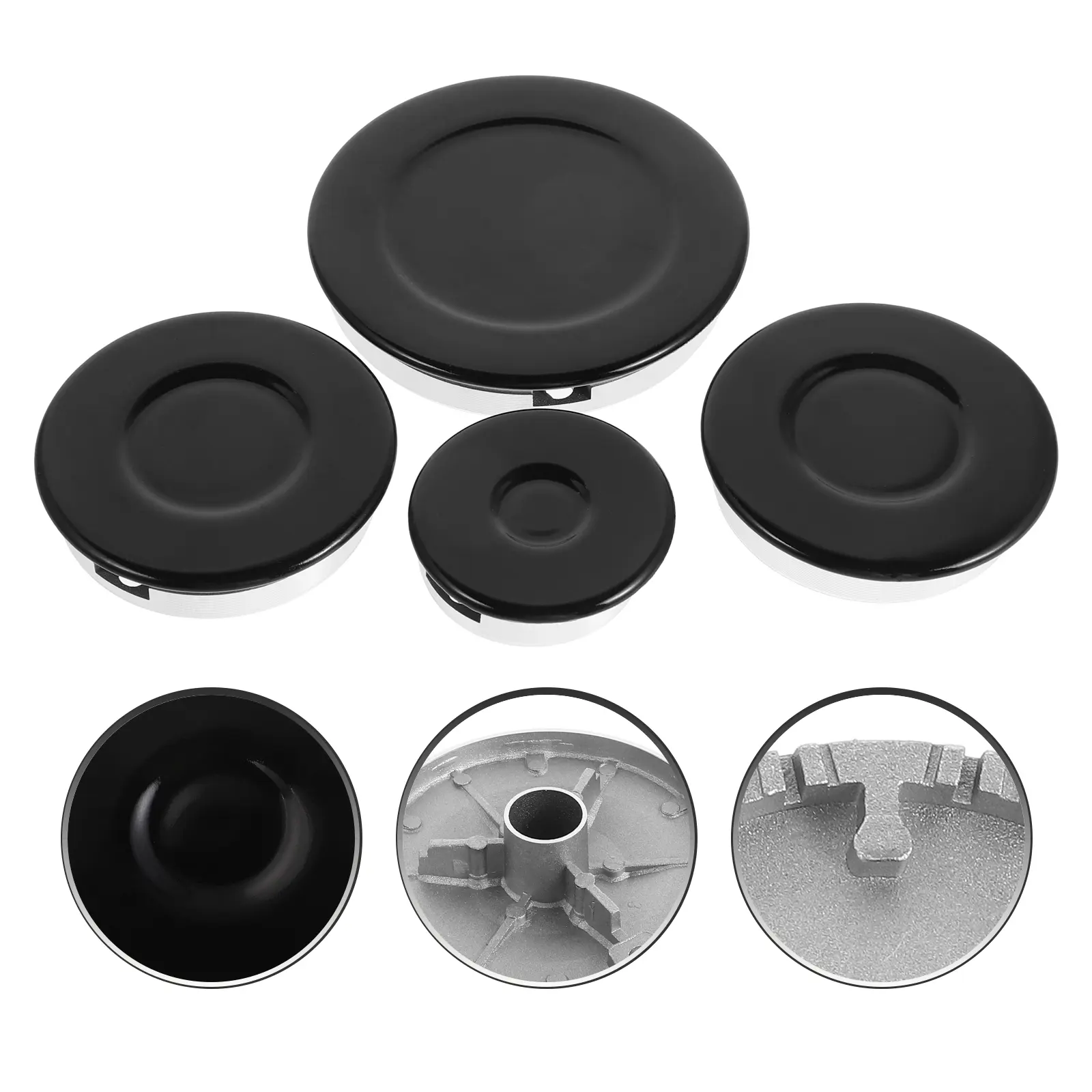 Gas Stove Cap Accessories Black Caps for Cooktop Flame Cap Cover Hob Replacement Kit Flame Cover