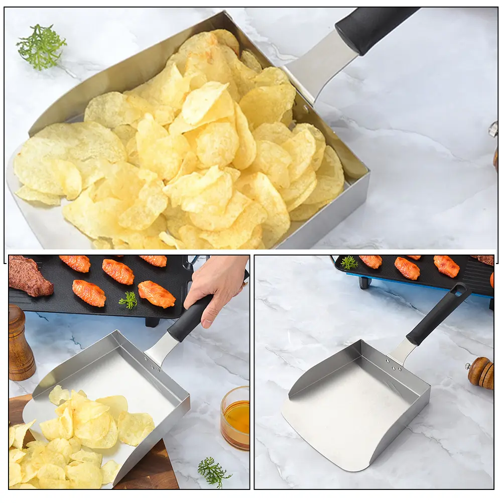 Stainless Steel Spatula Food Scoop for Serving French Fries Popcorn Rice Chips Shovel Cereal Shovel Baking Tools