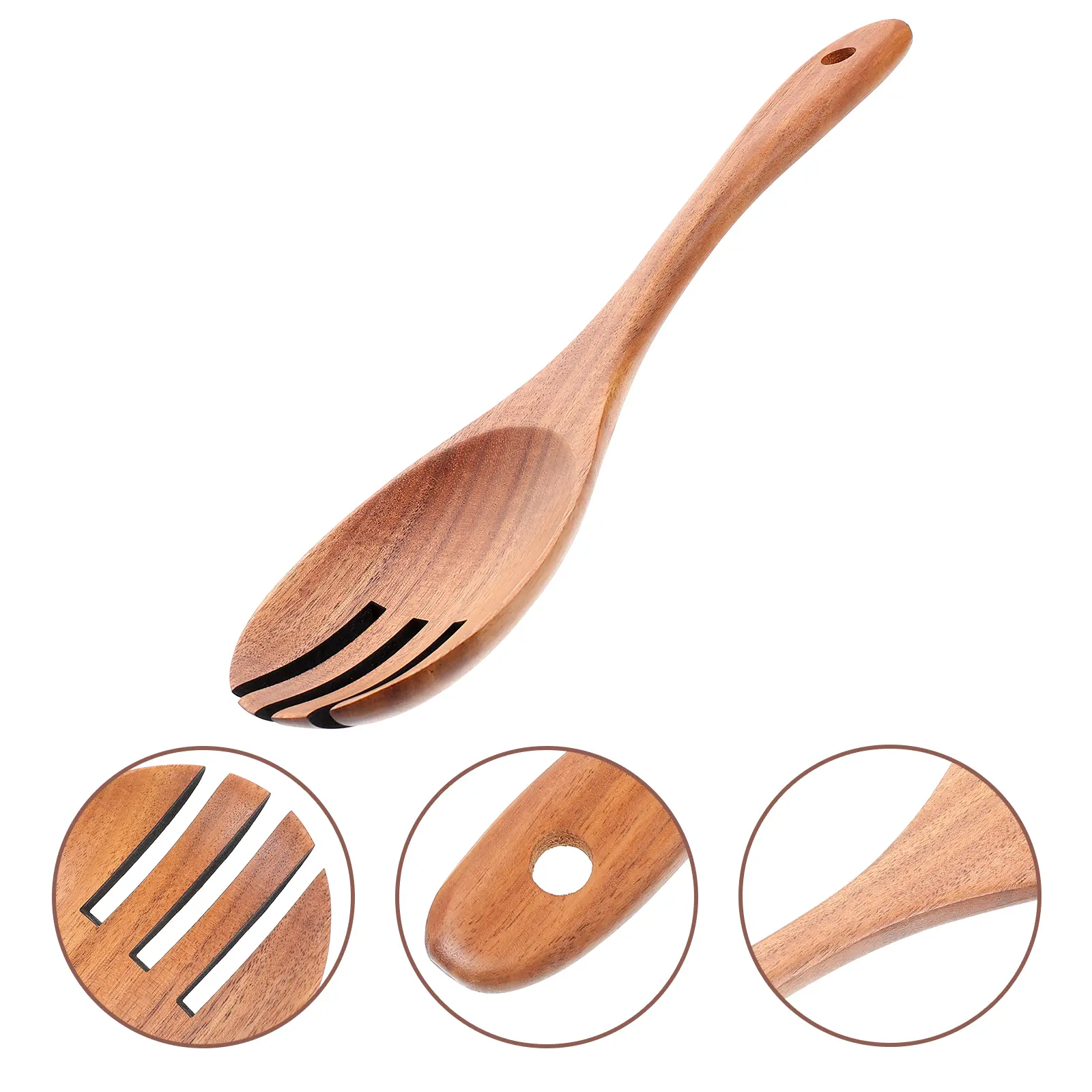 Spoon Wooden Kitchen Server Fruit Serving Utensil Spork Home Supplies Wood Salad Serving Fork Fruit Fork Wooden