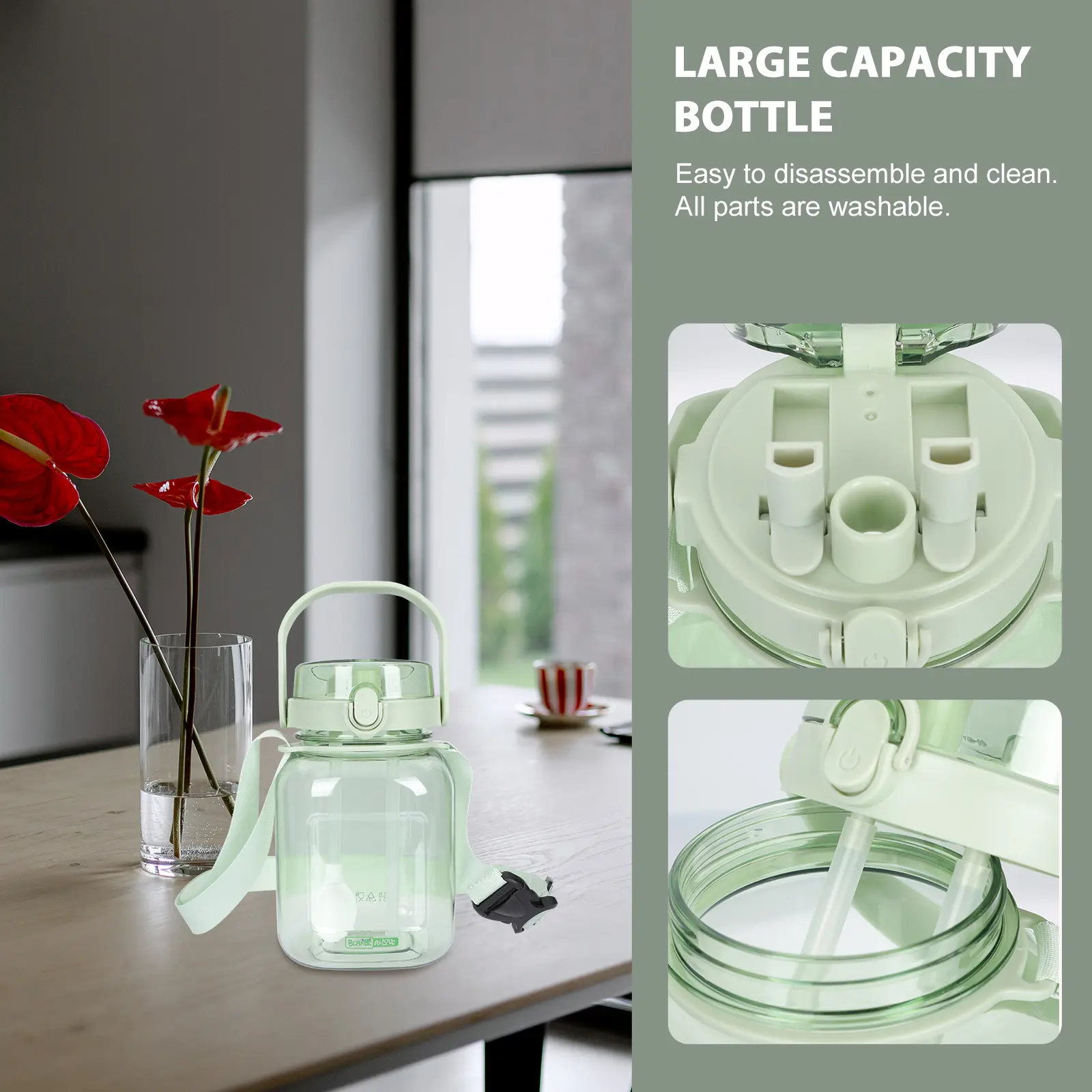 Large Pudding Water Cup Bottle Portable Outdoor Sports PC Material Reusable Sealed Juices Container Large Capacity Gym Practice