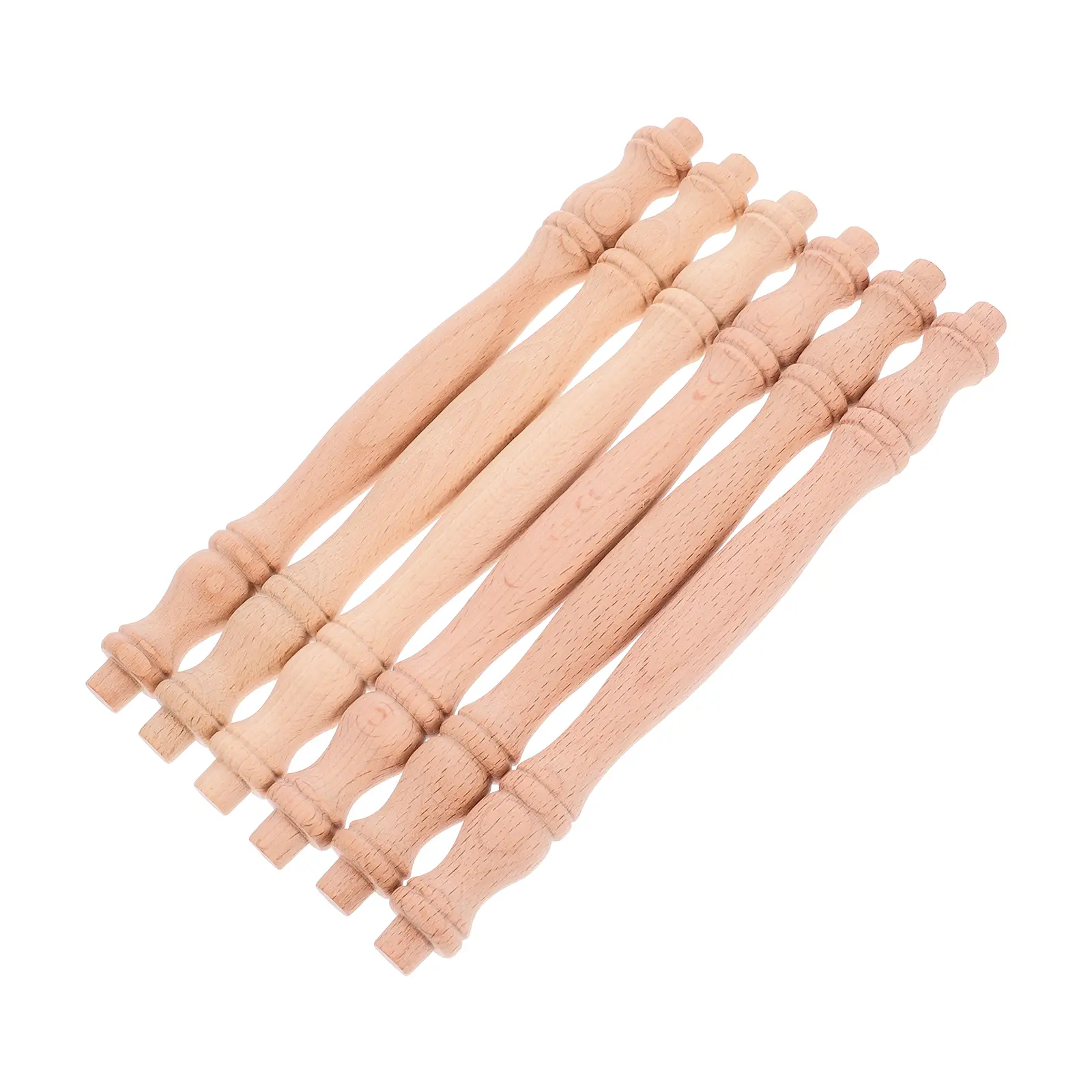 6pcs Solid Wood Cabinet Spindles Unfinished for Furniture Deck Railing Staircase Indoor Crafting Durability Versatile