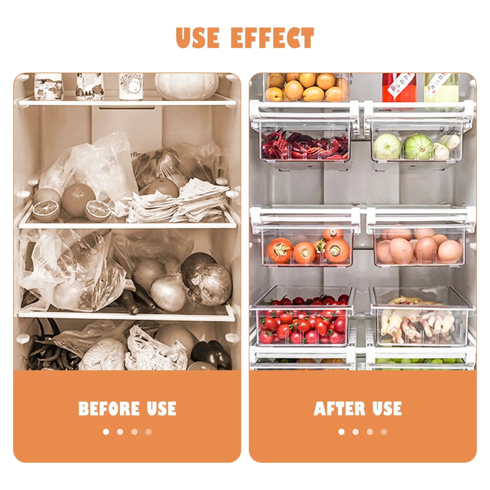 Eco-Friendly PET Refrigerator Storage Box Large Capacity Vegetable Preservation Container Plastic Food Organizer