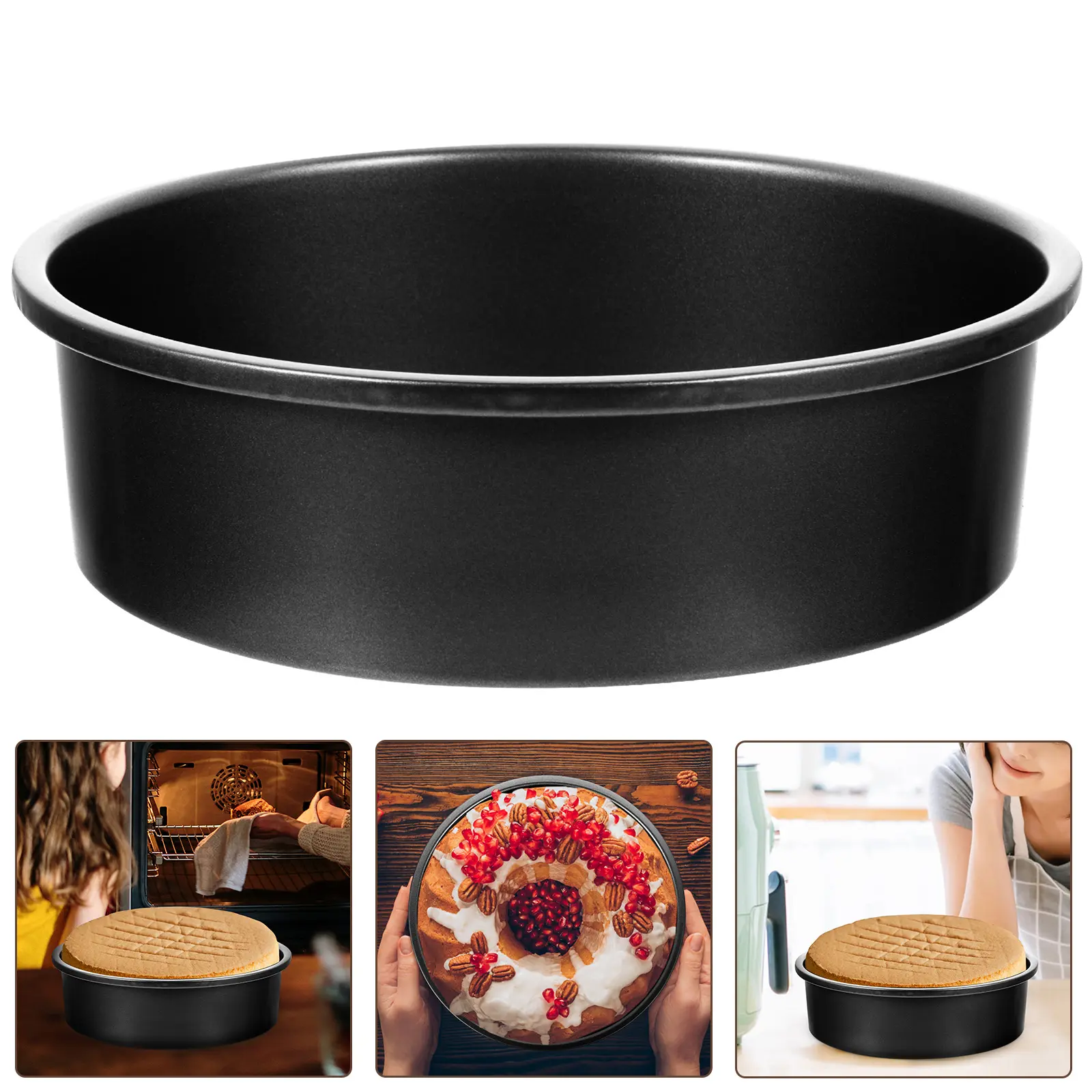 Detachable Baking Mold Round Cake Mould Carbon Steel Kitchen Pan Thick Edges Non Stick Removable Bottom DIY Home Baking Stencil