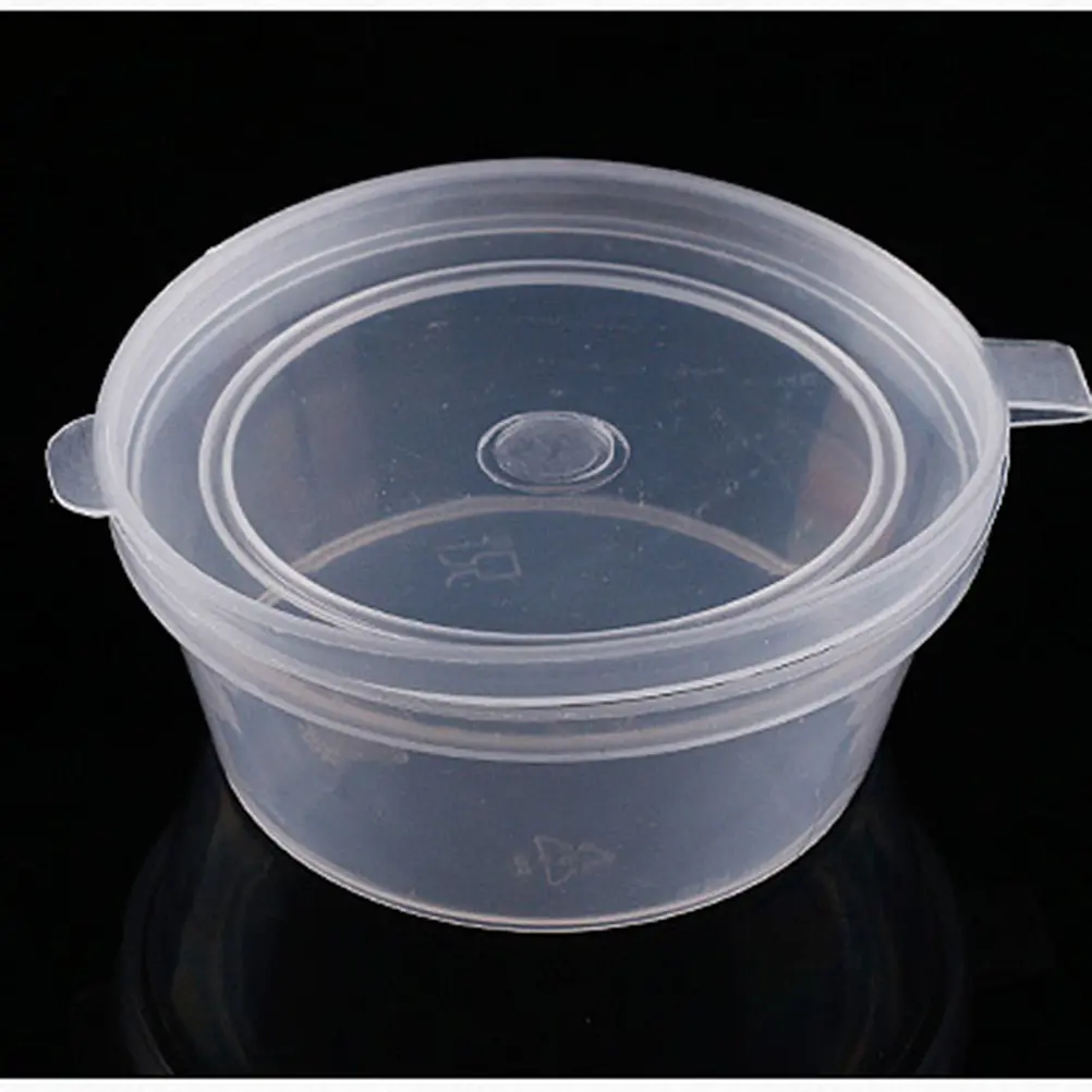 100pcs Plastic Sauce Cups Lids Dome Containers Pudding Yogurt Condiments Disposable Portion Leakproof Food Storage 120ml 200ml