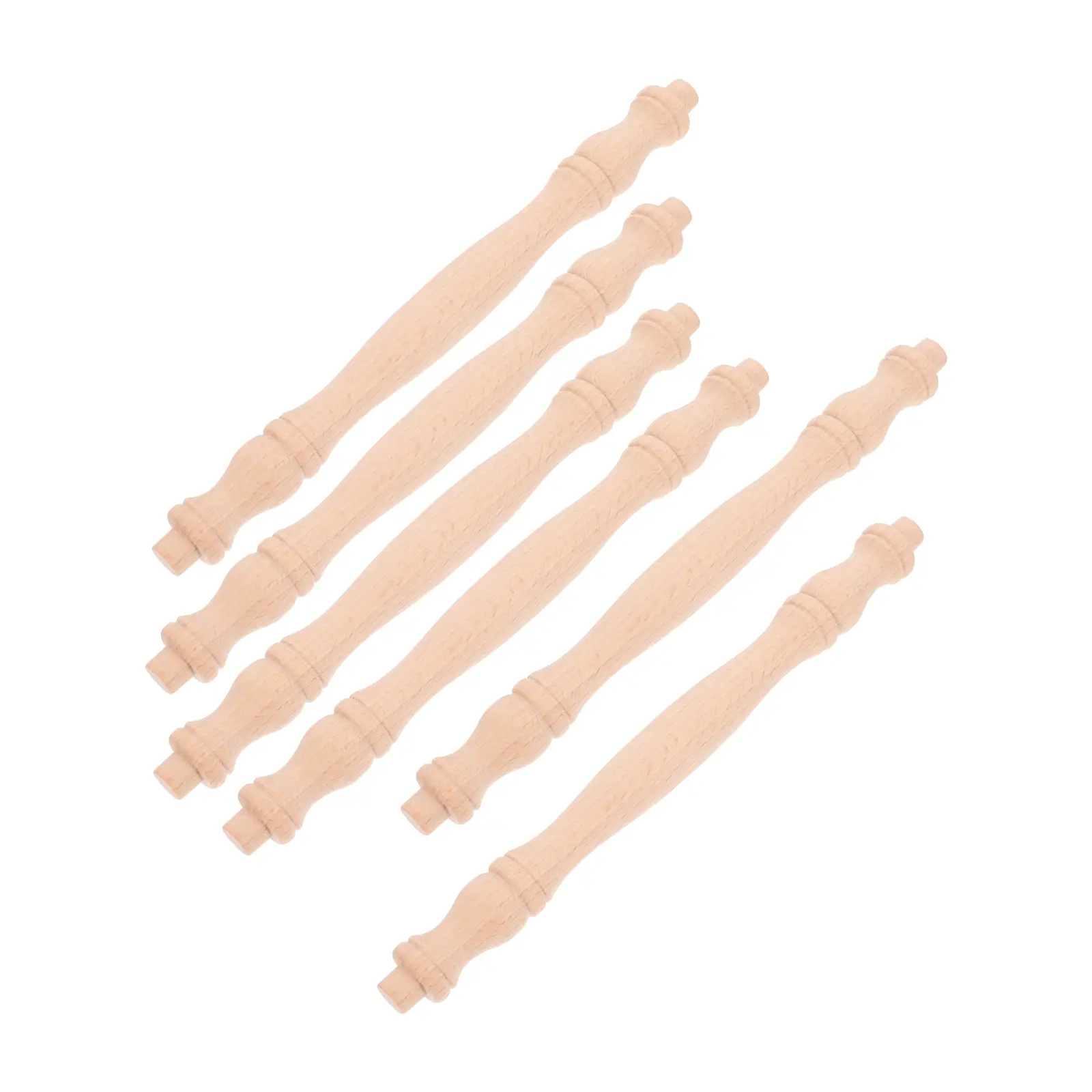 6pcs Solid Wood Cabinet Spindles Unfinished for Furniture Deck Railing Staircase Indoor Crafting Durability Versatile